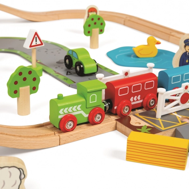 Bigjigs Rail Drvena vlakička sa seoskim putem 80 dijelova
