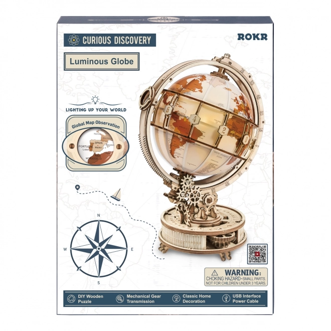 RoboTime 3D drvene mehaničke puzzle Svjetleći globus