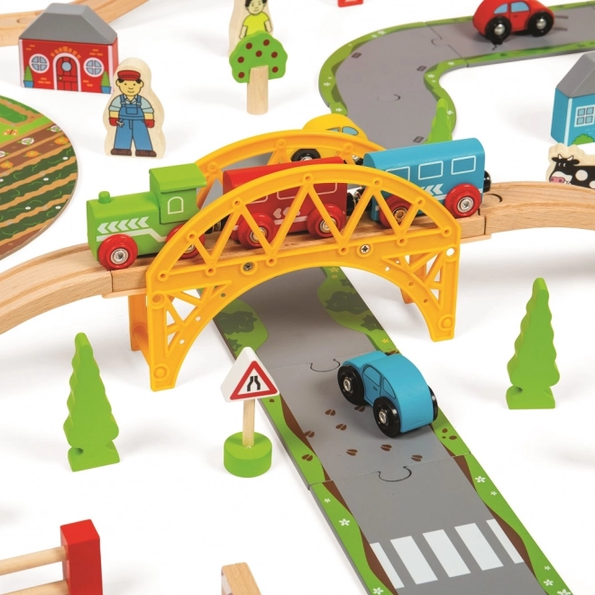 Bigjigs Rail Drvena vlakička sa seoskim putem 80 dijelova