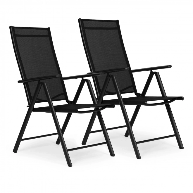Set 2 sklopivih čeličnih vrtnih stolica s podesivim naslonom ModernHome - crna