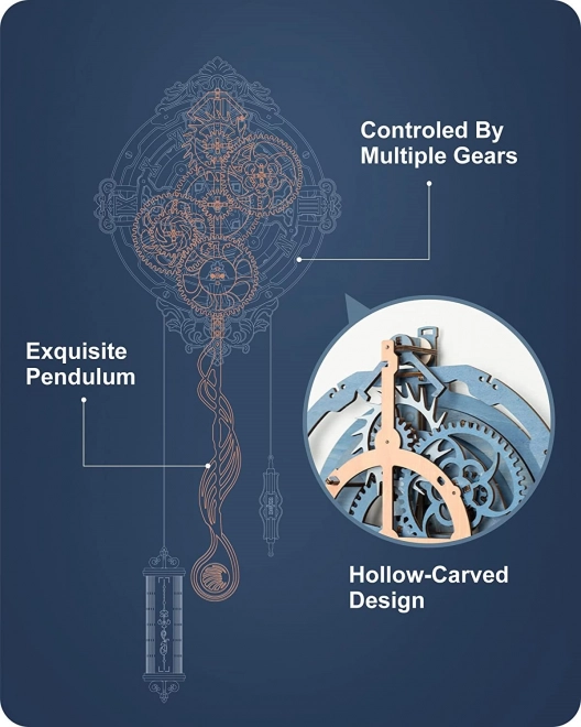 RoboTime 3D drvene mehaničke puzzle - Zidni sat