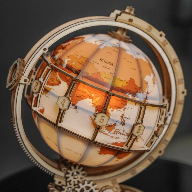 RoboTime 3D drvene mehaničke puzzle Svjetleći globus
