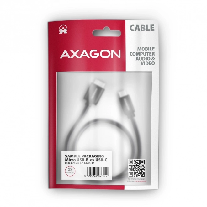 Micro-B USB na USB-C 3.2 Gen 1 1m 3A ALU PVC kabel