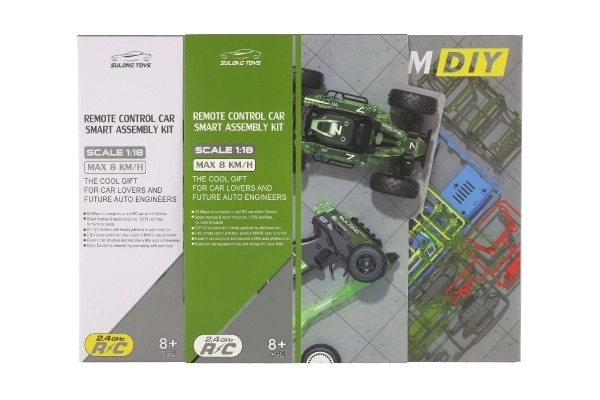 Auto RC buggy plast 22cm komplet za izgradnju 24MHz na baterije zelene u kutiji 34x25x7cm
