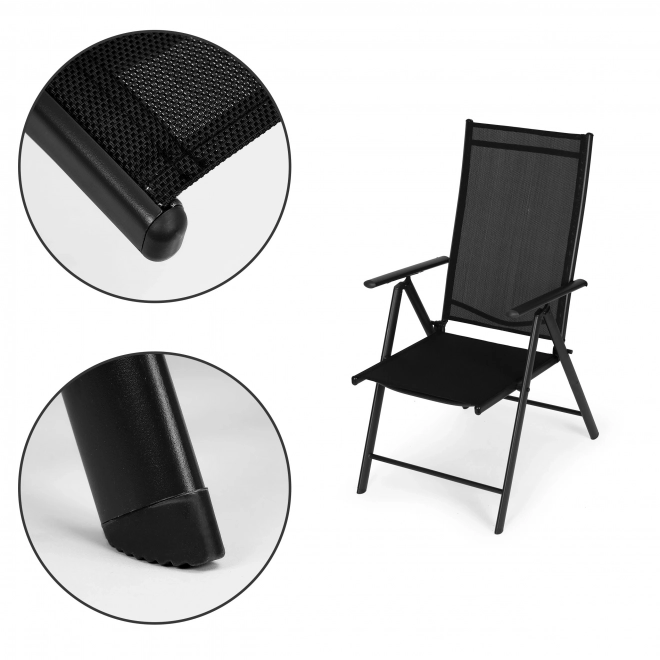 Set 2 sklopivih čeličnih vrtnih stolica s podesivim naslonom ModernHome - crna