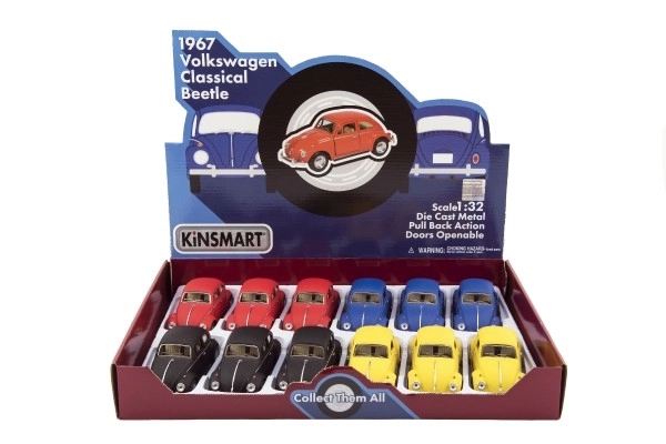 Auto Kinsmart VW Klasična Buba kov/plast 13cm na povratno navijanje 4 boje 12 kom u kutiji