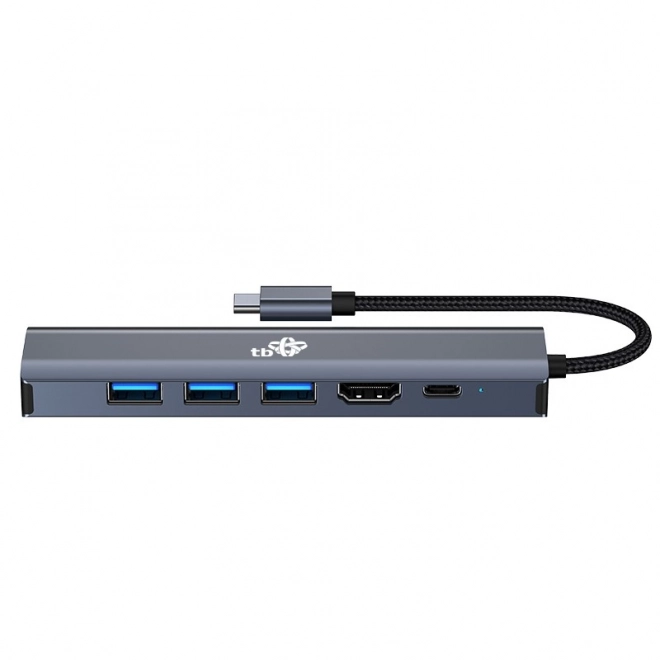 HUB USB-C adapter 6u1 - HDMI, 3x USB, PD, RJ-45