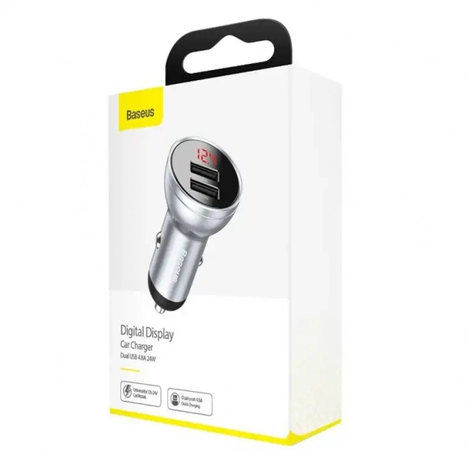 Baseus auto punjač s 2 USB porta i LED ekranom