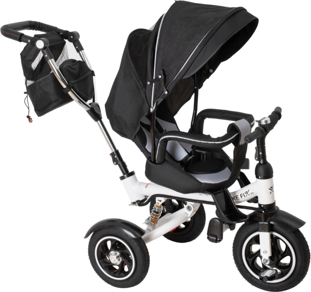 Trokolica Trike Fix V3 3-u-1 s okretnim sjedalom 360° i slobodnim hodom – crna