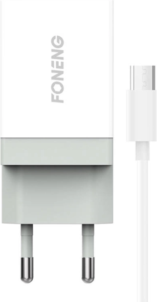 Brzi mrežni punjač FONENG 10,5 W, 1× USB, s Micro USB kabelom – bijela