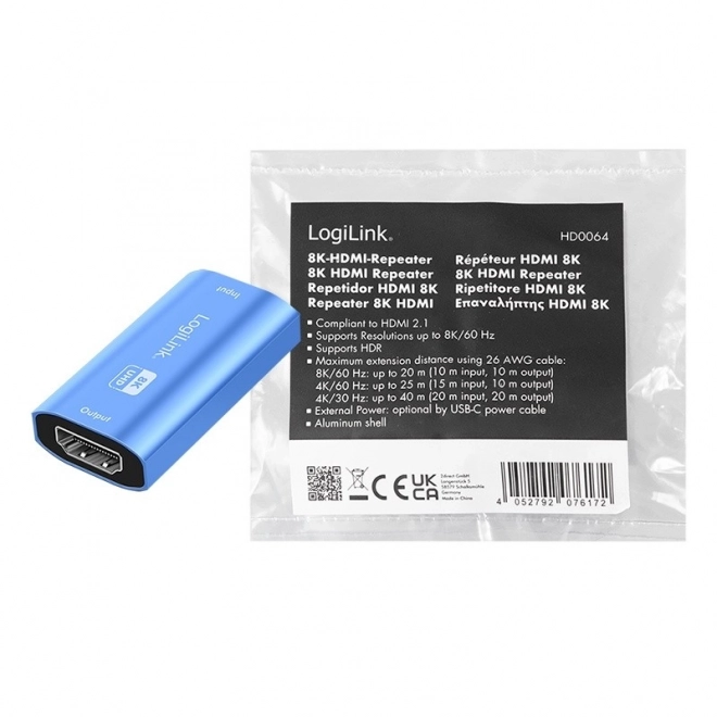 Repeater HDMI 8K/60HZ HDCP2.3, plavi aluminij