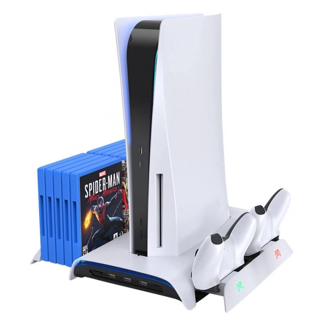 Hladnjak za PS5 i punjač za dva kontrolera Kiwi Home PB01 bijeli