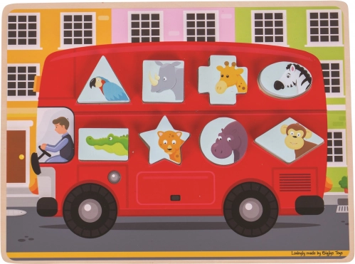 Bigjigs Toys umetni puzzle autobus sa životinjama