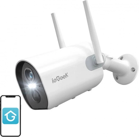 Bežična vanjska Wi‑Fi kamera ieGeek ZS‑GX2S bijela 2K, baterija 5200 mAh