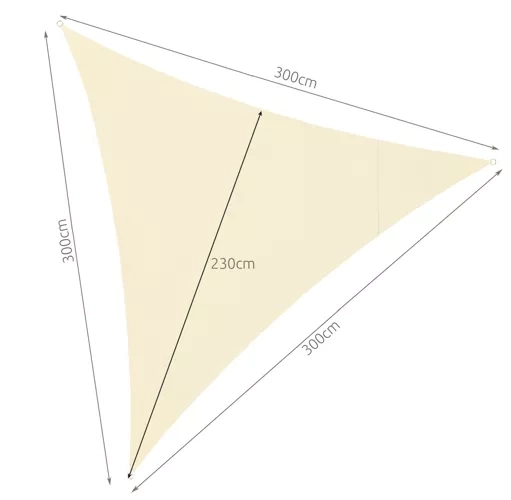 Bež platnena tenda trokutasta 3x3x3m