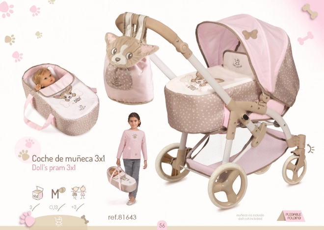 DeCuevas 81643 dječja sklopiva kolica za lutke 3 u 1 s prijenosnom torbom DIDI 2021 - 75 cm
