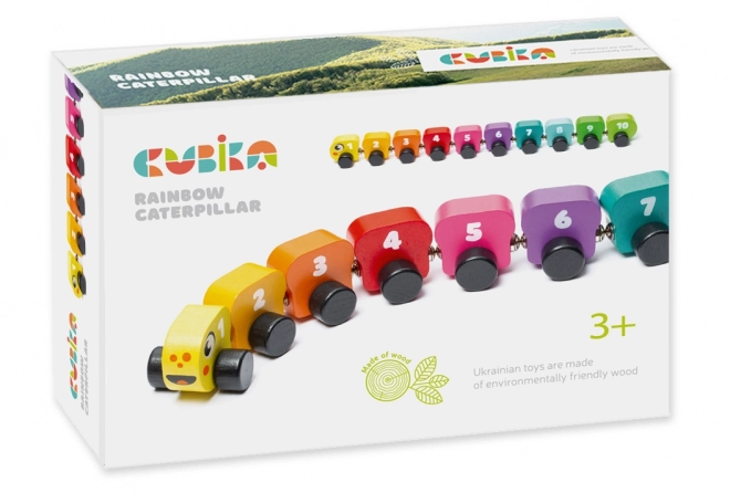 CUBIKA 15399 Šarena gusjenica s brojevima - drvena igračka s magnetima 10 dijelova