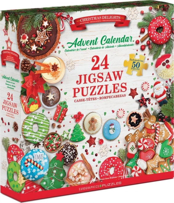 Adventni kalendar s puzzlama Eurographics 24 x 50 komada – Božićne poslastice