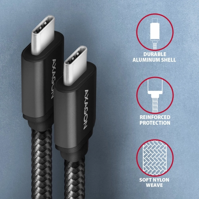 USB-C na USB-C kabel 3m, Isporuka Snage 60W, savitljiv opleten