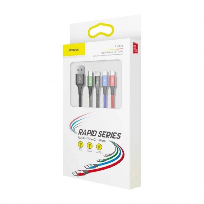 Baseus Brzi USB kabel 4u1 2xUSB-C / Lightning / Micro 3,5A 1,2m - crni