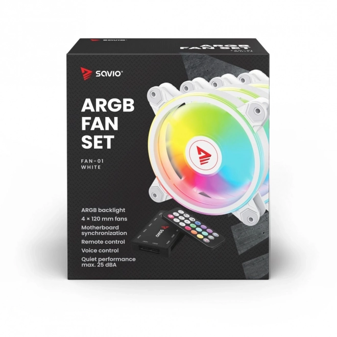FAN-01 Bijeli 4-pack 120mm ARGB ventilator uključujući kontroler i daljinski upravljač
