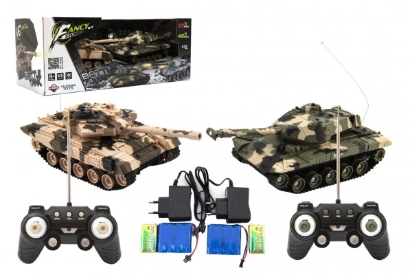 Tank RC 2ks 25cm tenkovska bitka+dop. paket 27MHZ i 40MHz kamuflaža sa zvukom i svjetlom u kut. 50x20x23cm