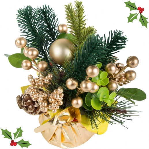 božićni stolni ukras sa zlatnim ornamentima 20 cm