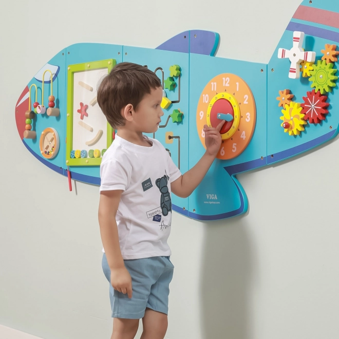Drvena zidna senzorna ploča Avion VIGA Montessori