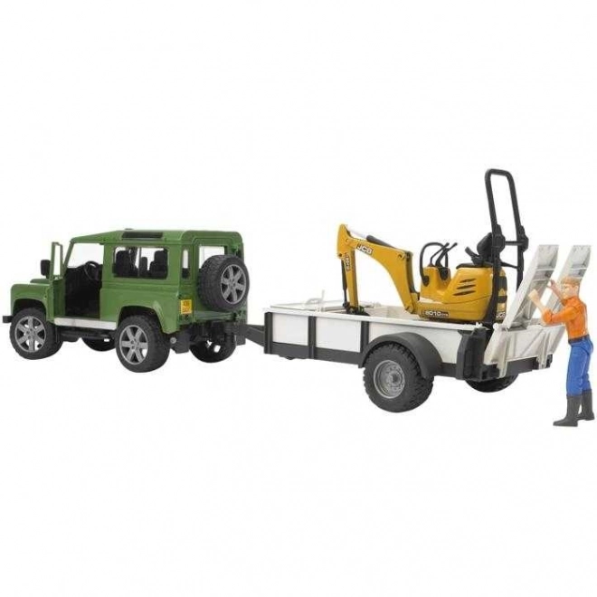 Igraći set Bruder SUV i gusjeničasti mini bager JCB s prikolicom