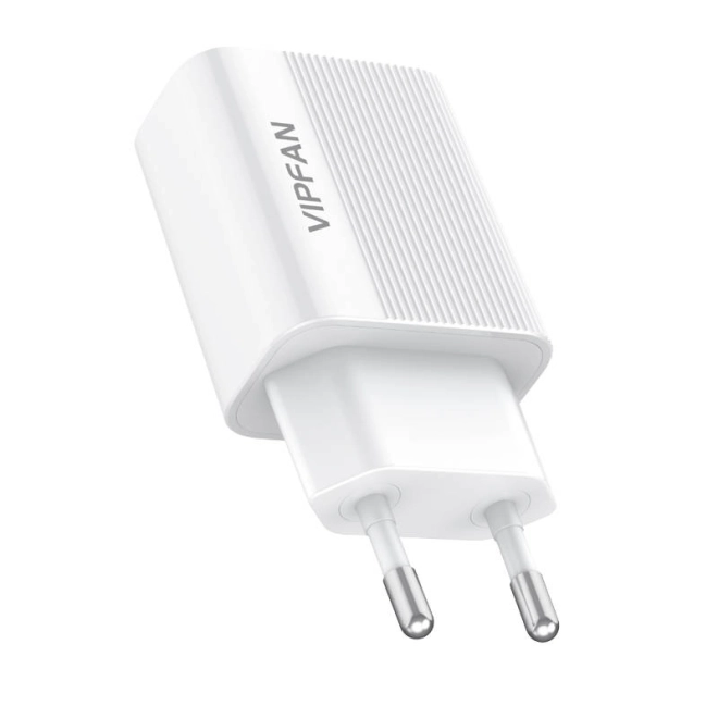 Zidni punjač VFAN E01, 1x USB, 2,4 A (bijela)