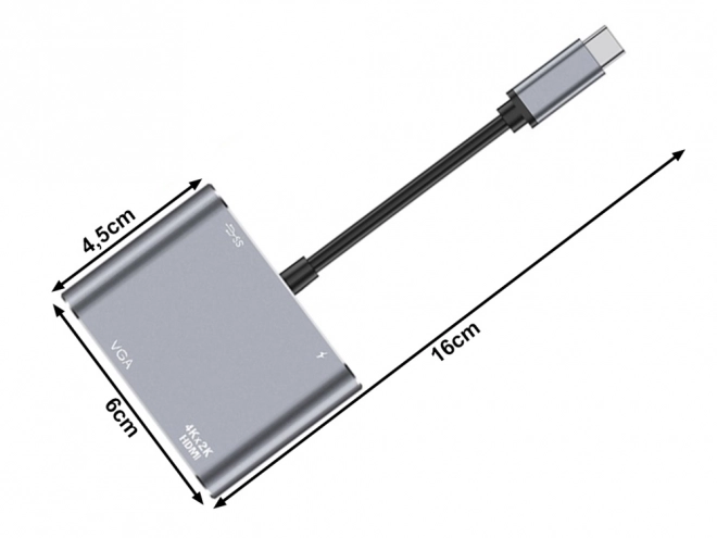 Adapter USB-C HDMI 4K VGA Hub s Power Delivery