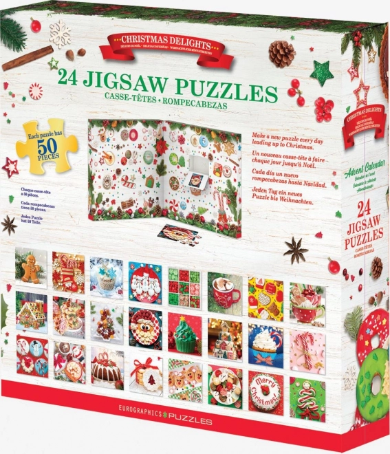 Adventni kalendar s puzzlama Eurographics 24 x 50 komada – Božićne poslastice