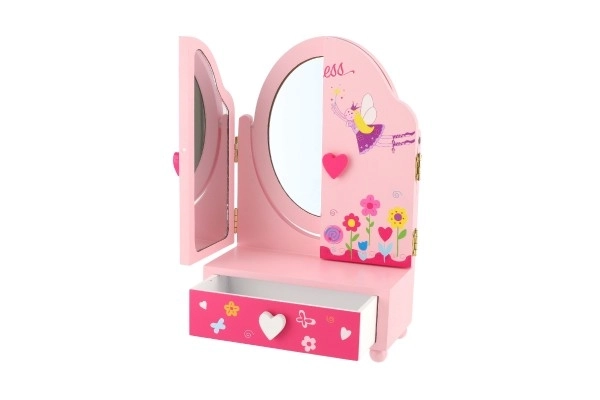 Ogledalo kutijica za nakit Princess, 3-dijelnica sa ladicom drvo 16x25x8cm u kutiji