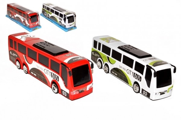 Plastični autobus 35cm na inerciju 2 boje u blisteru 10x12x37cm