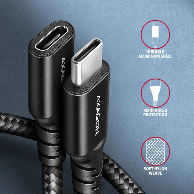 BUCM32-CF15AB Gen2 USB-C - produžni kabel USB-C 1,5 m, 5A, 20Gb/s, PD 240W, opleten