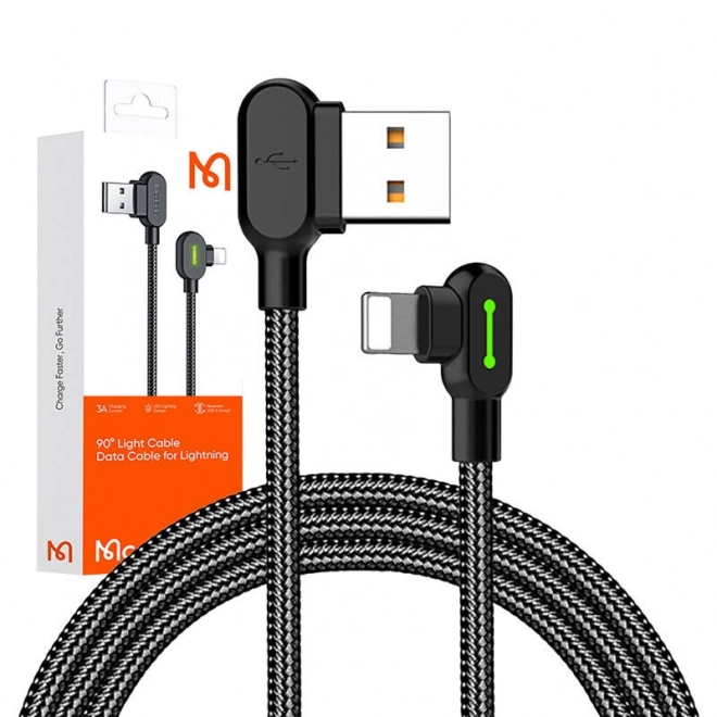 Kutni USB Lightning kabel Mcdodo CA-4674 LED, 0,5 m (crni)