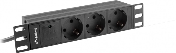 Rack PDU letvica 10" 1U, 3x Schuko, 2 m, 10 A, crna, ulaz IEC C14 – LANBERG
