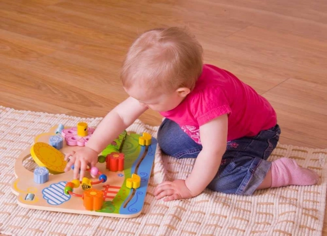 Bigjigs Baby Drvena motorika ploča cvjetovi
