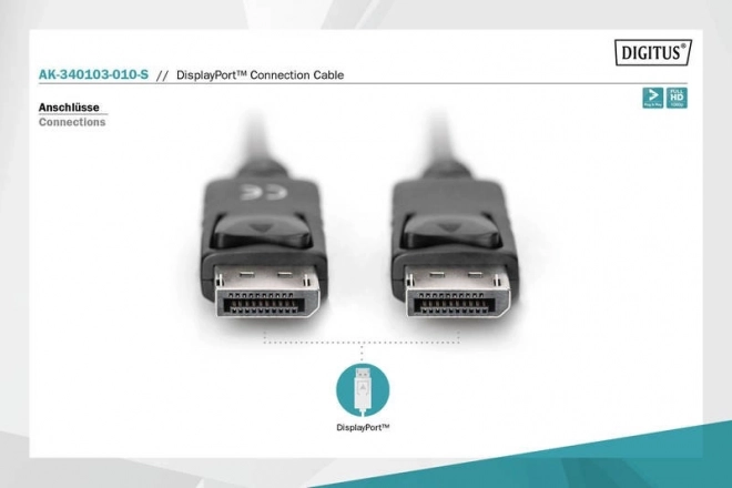 DisplayPort kabel s kvačicom 1080p 60Hz FHD DP/M DP/M crni 1m