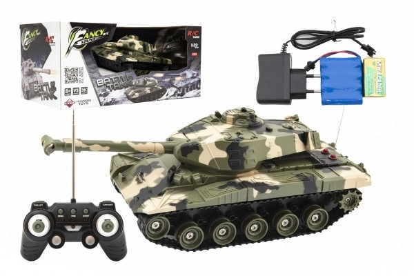 RC tenk plastikni 27cm 27MHz na baterije + punjivi paket sa zvukom u kutiji 37x17x19cm