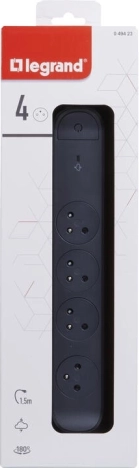 Produžni kabel s 4 utičnice 1,5 m crni