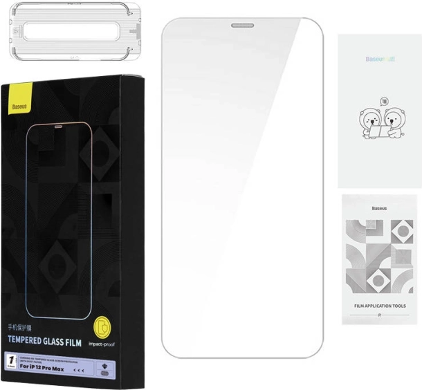 Kaljeno staklo Baseus 0,4 mm za iPhone 12 Pro Max s kompletom za čišćenje