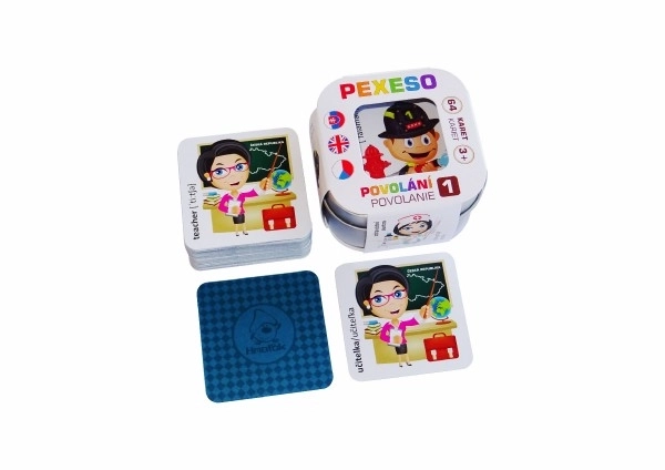 Pexeso Zanimanja vodootporno 64 kartica u limenoj kutiji 6x6x4cm