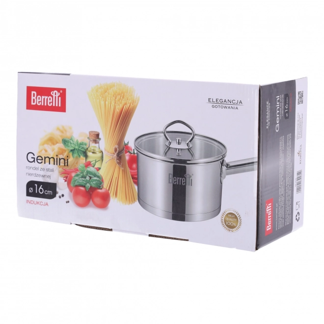 Lonac od nehrđajućeg čelika s poklopcem Gemini Berretti, 16 cm