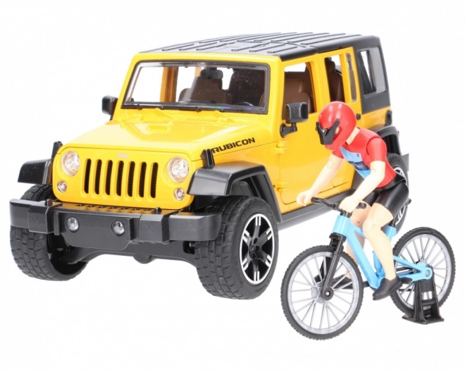 Bruder Jeep Wrangler Rubicon s biciklistom i biciklom