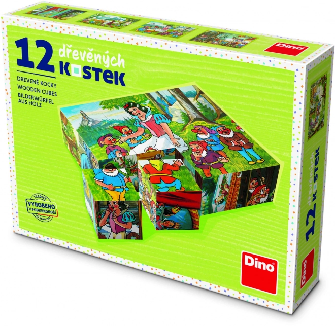 Kocke kubus Snjeguljica drvo 12kom u kutiji 16x12x4cm