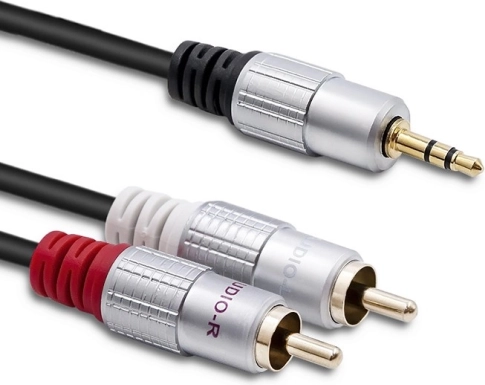 Audio kabel 2x RCA na 3,5 mm mini jack, 3 m, crni