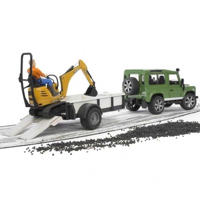 Igraći set Bruder SUV i gusjeničasti mini bager JCB s prikolicom
