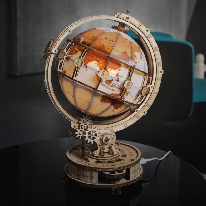 RoboTime 3D drvene mehaničke puzzle Svjetleći globus