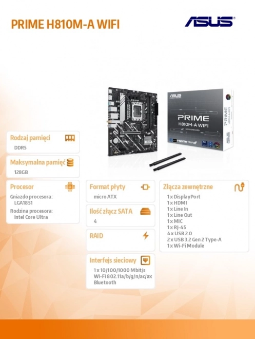 Matična ploča ASUS PRIME H810M-A WiFi mATX s USB-C i DDR5